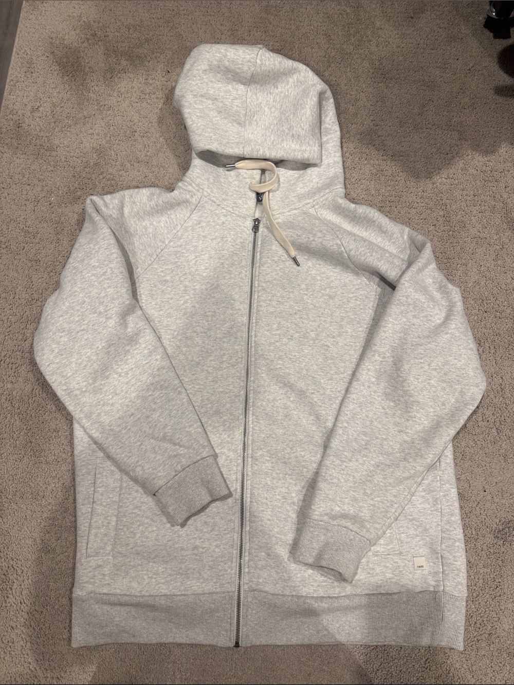 Vuori Light Gray Full-Zip Hooded Sweatshirt